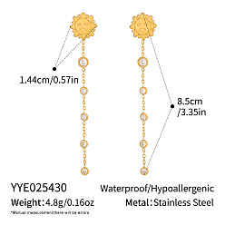 Солнце 304 серьги из нержавеющей стали из нержавеющей стали, с четким кубического циркония, реальный 18 k позолоченный, солнце, 80x108 мм