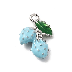 Клубника Подвески из эмали и сплава, фруктовое очарование, без свинца и без кадмия, платина, клубника, 18.5x13x4.5 мм, отверстие : 1.8 мм