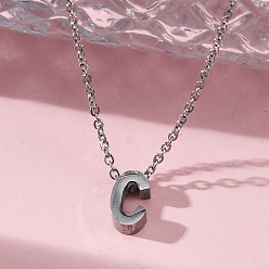 Letter C 304 подвесные из нержавеющей стали ожерелья, буквы, буква С, 15.94 дюйм(40.5см)~16.14 дюйм(41см)+54мм удлинитель, буквы: 10x6x4 мм.