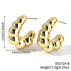 Другие Геометрические блестящие пластиковые серьги-гвоздики, золотые, c-образный, 31x26 мм