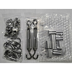 Stainless Steel Color 304 Stainless Steel Eye & Hook Turnbuckle Wire Rope Tension, Wire Rope Cable Clip Clamp,  Wire Guardian and Protectors, Aluminum Alloy Tube Beads, Stainless Steel Color, 30pcs/set