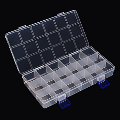 Clear Plastic Bead Storage Container, 18 Compartment Organizer Boxes, Rectangle, Clear, 21.5x11x3cm