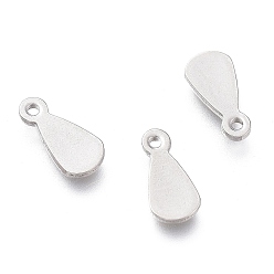 Stainless Steel Color 304 Stainless Steel Chain Extender Drop Charms, Teardrop, Stamping Blank Tag, Stainless Steel Color, 8x4x1mm, Hole: 0.8mm