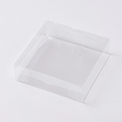 Clear Foldable Transparent PET Boxes, for Craft Candy Packaging Wedding Party Favor Gift Boxes, Square, Clear, 10x10x3cm