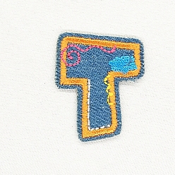 Letter T Computerized Embroidery Cloth Iron on/Sew on Patches, Costume Accessories, Appliques, Letter.T, 38x32mm