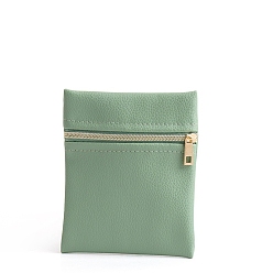 Зеленый газон Прямоугольные подарочные сумки из искусственной кожи для ювелирных изделий на молнии, подарочные пакеты для упаковки ювелирных изделий для сережек колец браслетов, зеленый газон, 12x10 см