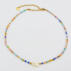 (52) Непрозрачная лаванда Летние ожерелья из граненого стекла и искусственного жемчуга из нержавеющей стали для женщин, разноцветные, 14.96 дюйм (38 см)