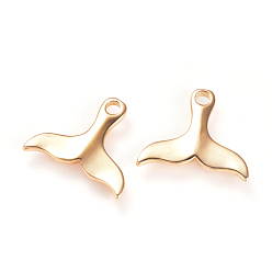 Real 18K Gold Plated Brass Pendants, Whale Tail Shaped, Nickel Free, Real 18K Gold Plated, 19x21.5x2mm, Hole: 3mm