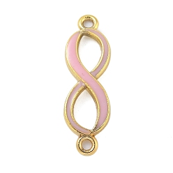 Pink Стойка покрытие латунь эмаль 8 фигурные соединители подвески, реальный 18 k позолоченный, долговечный, без кадмия и без свинца, розовые, 33x10x3.5 мм, отверстие : 2 мм