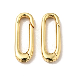 Real 18K Gold Plated Brass Spring Gate Rings, Cadmium Free & Nickel Free & Lead Free, Oval, Real 18K Gold Plated, 10 Gauge, 18x7x2.5mm