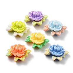 Mixed Color Opaque Resin Decoden Cabochons, Flower, Mixed Color, 16~17x22~23.5x7~7.5mm
