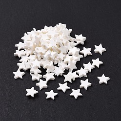 White Handmade Polymer Clay Cabochons, Star, White, 5x5x1mm