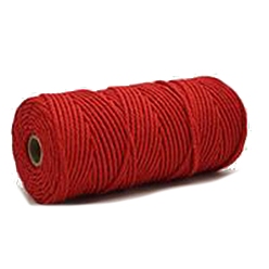 FireBrick Cotton String Threads, Macrame Cord, Decorative String Threads, for DIY Crafts, Gift Wrapping and Jewelry Making, FireBrick, 3mm, about 109.36 Yards(100m)/Roll