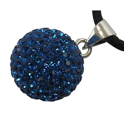 243_Капри Голубой Австрийский хрусталь прелести, стерлингового серебра с застежками, круглые, Капри синий, 18 мм, отверстие : 3.5 мм