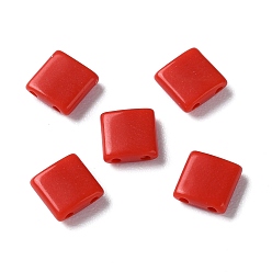 Red Opaque Acrylic Slide Charms, Square, Red, 5.2x5.2x2mm, Hole: 0.8mm