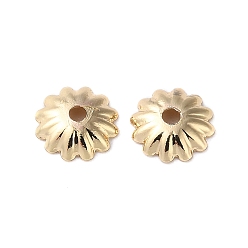 Real 14K Gold Plated Brass Bead Caps, 12-Petal Flower, Real 14K Gold Plated, 6x6x1.5mm, Hole: 1.2mm
