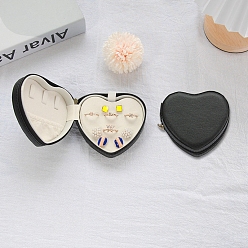 Black Heart Ring Box, PU Leather Jewelry Box, Black, 9x10x4.5cm