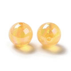Orange Acrylic Beads, AB Color Plated, Raound, Orange, 19.5mm, Hole: 3mm, about 109pcs/500g
