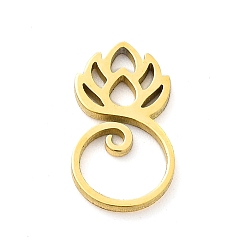 Golden 304 Stainless Steel Charms, Laser Cut, Lotus Charm, Golden, 12x7x1mm, Hole: 1.2mm