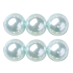 Light Cyan Eco-Friendly Dyed Glass Pearl Round Beads Strands, Grade A, Cotton Cord Threaded, Light Cyan, 4~4.5mm, Hole: 0.7~1.1mm, about 104pcs/strand, 15 inch