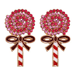 Pink Sweet and Cute Long Lollipop Earrings with Alloy and Rhinestone for Women