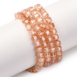 Легкий Лосось Бусины из кубического циркония, граненые квадратные, светлый померанцевый, 3x3x3 мм, отверстие : 0.6 мм, около 115 шт / нитка, 14.17'' (36 см)