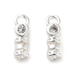 925 Sterling Silver Plated Brass Cord Ends, End Caps with Clear Cubic Zirconia, Column, 925 Sterling Silver Plated, 10x3.5x3mm, Hole: 1.5mm, Inner Diameter: 1.5mm