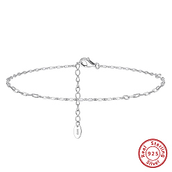 Real Platinum Plated 925 Sterling Silver Anklet, Real Platinum Plated, 8-5/8 inch(22cm)