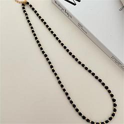 MY30765 Fashionable Black Necklace - Gothic Collar Chain for Dress Accessories, Layered Short Neck Chain.