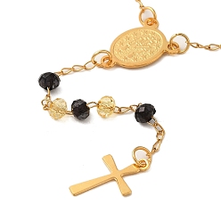 Лимонный шифон 201 Женские четки из нержавеющей стали и стекла, золотые, лимонный шифон, 21.65 дюйм (55 см)