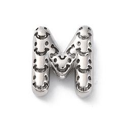 Letter M Латунные подвески, стойки покрытие, долговечный, без кадмия и без свинца, подвески с полыми буквами, Буква М, 22x17.5x7 мм, отверстие : 4.7x3 мм