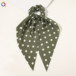 Bubble gauze polka dot triangle scarf - army green Chic Floral Hair Accessory for Women - Triangle Ribbon Peony Bow Scrunchie Headband