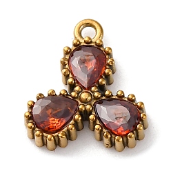 (123L) Белый крем непрозрачный блеск Ионное покрытие (IP) 304 подвески из циркония из нержавеющей стали, прелести капли воды, реальный 18 k позолоченный, огнеупорный кирпич, 12x10.5x2.5 мм, отверстие : 1.2 мм