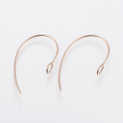 Rose Gold Ion Plating(IP) 304 Stainless Steel Earring Hooks, with Vertical Loop, Rose Gold, 25x14x4mm, Hole: 3mm, 21 Gauge, Pin: 0.7mm
