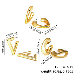 Золотой 3 пары элегантных модных пластиковых сережек, треугольные, золотые, 40~37x30~35 мм