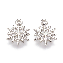 Platinum CCB Plastic Pendants, Snowflake, Platinum, 20x15x1.5mm, Hole: 2mm