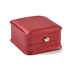 Красный Искусственная кожа ожерелье кулон подарочные коробки, с позолоченной железной короной и бархатом внутри, для свадьбы, футляр для хранения ювелирных изделий, красные, 8.4x7.2x4 см
