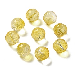 Gold Transparent Glass Beads, Gradient Color, Round, Gold, 12.5x12mm, Hole: 1.4mm