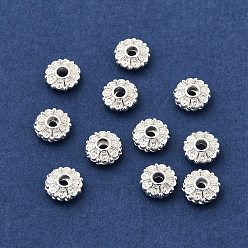 Серебро Сплавочные бусины, долговечный, без кадмия и без свинца, цветок, стойки покрытие, серебряные, 6x2.4 мм, отверстие : 1.2 мм