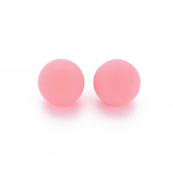 Salmon Opaque Acrylic Beads, Frosted, No Hole, Round, Salmon, 8mm, about 1600pcs/500g