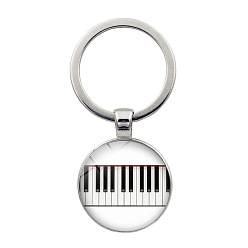Musical Note Glass Musical Note & Instrument Key Ring, Alloy Pendant Keychain, Musical Note Pattern, 6cm