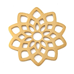 Золотой Ионное покрытие (ip) 304 многожильные звенья из нержавеющей стали, подвески в форме цветка, лазерная резка, золотые, 24.5x23.5x1 мм, отверстие : 3.5x3.5 мм