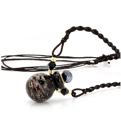 Black Lampwork Perfume Bottle Necklaces with Ropes, Bottle, Black, 22.05~28.35 inch(56~72cm), Pendant: 22x17mm, Capacity: 1ml(0.03fl. oz)