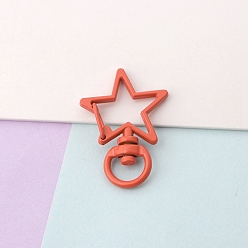 Coral Spray Painted Alloy Swivel Snap Clasps, for Bag Making, Star, Coral, 34x24mm