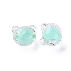 Aquamarine Transparent Acrylic Beads, Bead in Bead, Bear, Aquamarine, 16x18x15.5mm, Hole: 3mm, about 220pcs/500g