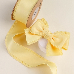 Champagne Yellow 10 Yards Polyester Ruffled Ribbons, for Bowknot, Clothing Ornament, Champagne Yellow, 1 inch(25mm)