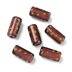 Индийский Красный Бусины ручной работы бусины золотого песка, столбец в горошек, Индийская красная, 20x10 мм, отверстие: 1.60 мм