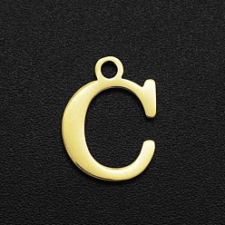 Letter C 201 Stainless Steel Charms, Laser Cut, Letter, Golden, Letter.C,  12x9x1mm, Hole: 1.5mm