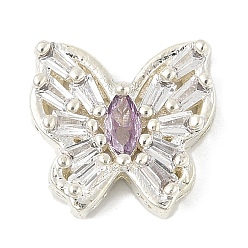 Средняя Орхидея Латунные микро проложить кубического циркония бусы, бабочка, без свинца и без кадмия, долговечный, средне орхидеи, 14.5x15.5x5.5 мм, отверстие : 1.2 мм