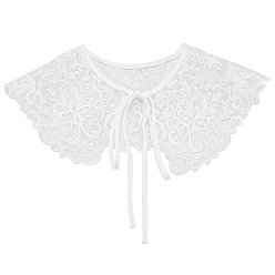Белый Съемные женские воротники с вышивкой из полиэстера, мини-плащ, аксессуары для одежды, цветок, 440x140 мм